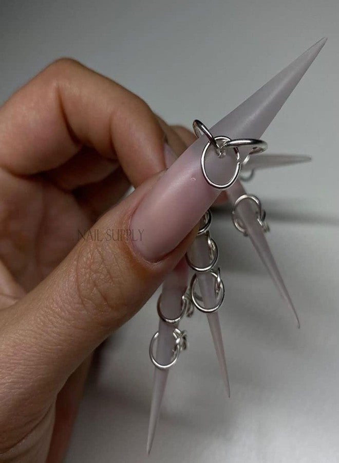 Bellecrey 1 Box Nail Piercing Dangle Nails Rings Mix Color Open Single Loops Jewelry DIY Nail Art Decor Dangle Nail Art Charms Glitter 3D Nails Rhinestones Acrylic Decoration Metal Alloy Designs (B) - Image 4