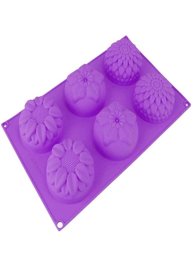 Kosh Easy Release Reusable Flexible Handmade Silicone 6 Cavity Sunflower Shape Soap Mold Tray for Soaps, Chocolates, Jelly, Desserts Pudding Candle Chocolate Mould Maker for Kitchen ( Multi-Color, Pack of 1) (Sunflower Shape Soap Mold Design-1) - Image 3