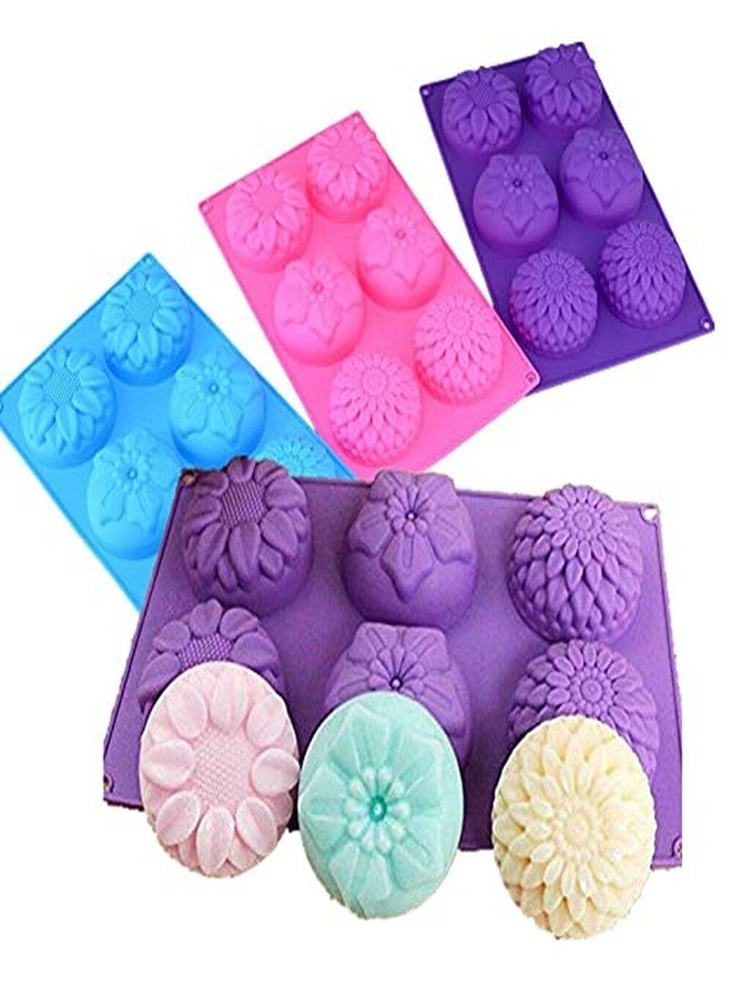 Kosh Easy Release Reusable Flexible Handmade Silicone 6 Cavity Sunflower Shape Soap Mold Tray for Soaps, Chocolates, Jelly, Desserts Pudding Candle Chocolate Mould Maker for Kitchen ( Multi-Color, Pack of 1) (Sunflower Shape Soap Mold Design-1) - Image 2