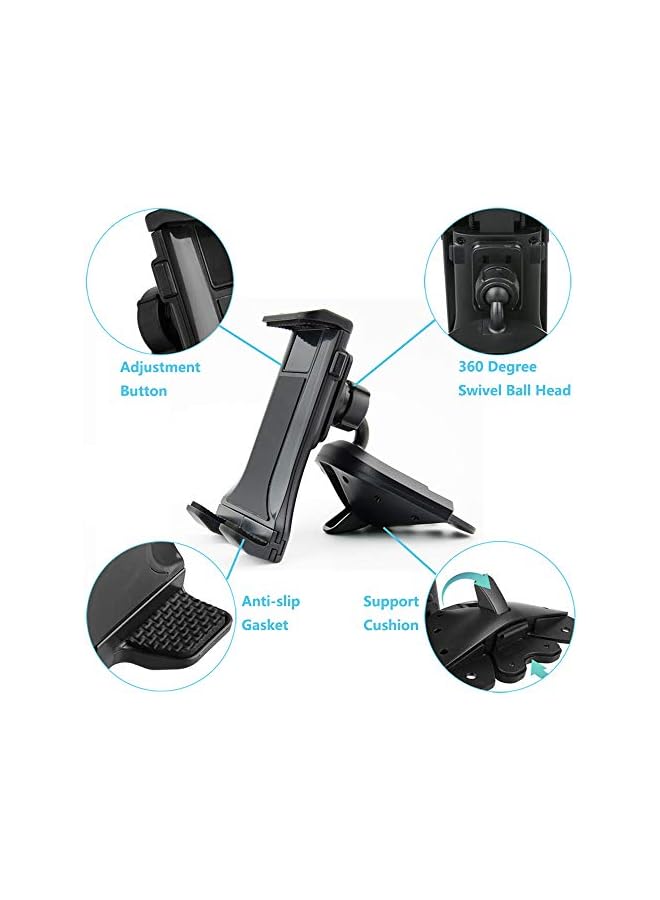 Green Tiger 2 in 1 CD Slot Tablet Car Mount, Universal CD Player Car Phone Mount, Compatible with Samsung Galaxy/iPad Mini/iPad Air/iPad Pro/iPhone Xs Max/XS/XR/GPS (4"-10.5" Tablets & Cellphones) - Image 3