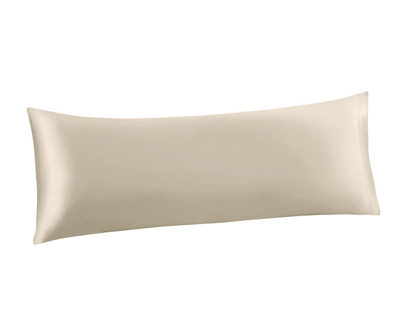 Ersmak Satin Body Pillow Cover  20x54 Inches Beige Ultra Soft Satin Body Pillow Case for Hair and Skin  Silky Slip Cooling Long Side Satin Body Pillow Pillowcase with Envelope Closure