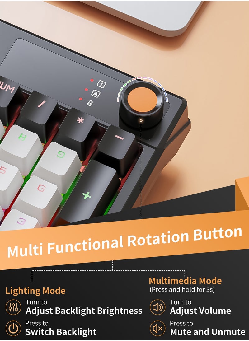 INFOSUN - 95-Key Tri-Mode Mechanical Keyboard, Mechanical Blue Switch Hybrid Light Compact Mini Wired Keyboard for PC, Mac E-sports Portable Gaming Keyboard - Orange - Image 1
