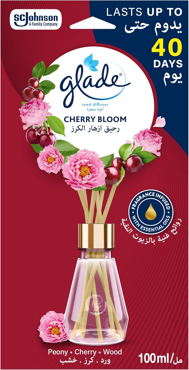 Glade Reed Diffuser, Cherry Bloom, Peony & Cherry & Wood, 100ml - Image 1