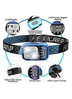 ZLH HITY Headlamp Rechargeable, 1Pcs Flashlight 1500 Lumen Head Lamp Bright LED White Red Warm Light, Headlight Waterproof Motion Sensor- Camping Essentials, Hiking Survival Gear, Fishing, Emergency Supplies  - Image 1