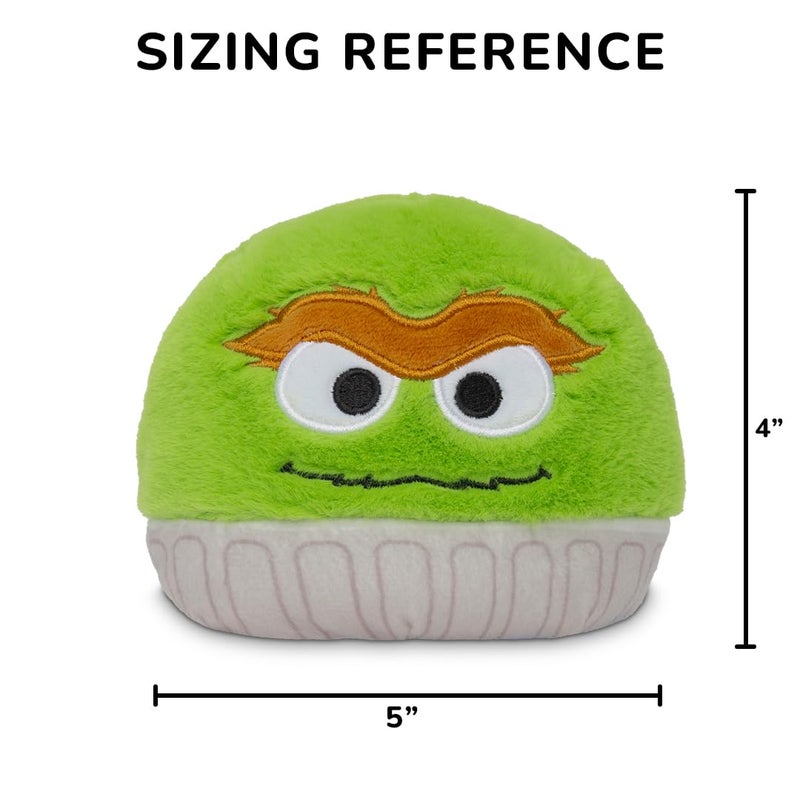 TeeTurtle Reversible Sesame Street Oscar The Grouch and Grover 4-Inch Two-Sided Flip Plush Toy with Embroidered Details - Cute Mini Collectible Plush for Kids, Teens, and Adults - Image 3