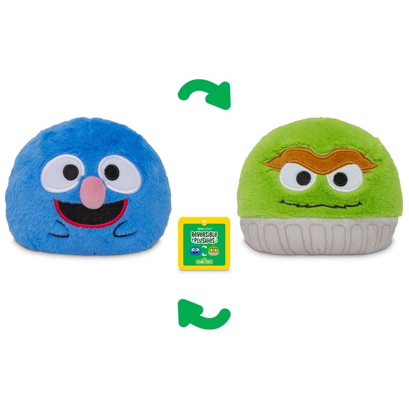TeeTurtle Reversible Sesame Street Oscar The Grouch and Grover 4-Inch Two-Sided Flip Plush Toy with Embroidered Details - Cute Mini Collectible Plush for Kids, Teens, and Adults - Image 2