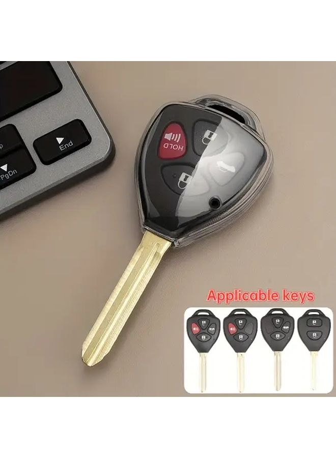 غطاء مفتاح شفاف أسود من TPU لموديلات تويوتا مع حجرة للبطارية - Image 5