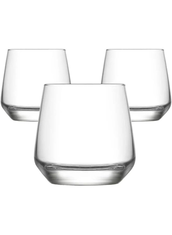 DAY TO DAY Lav Lal Sturdy And Durable Transparent Drinking Glass 345Cc- 3Pcs