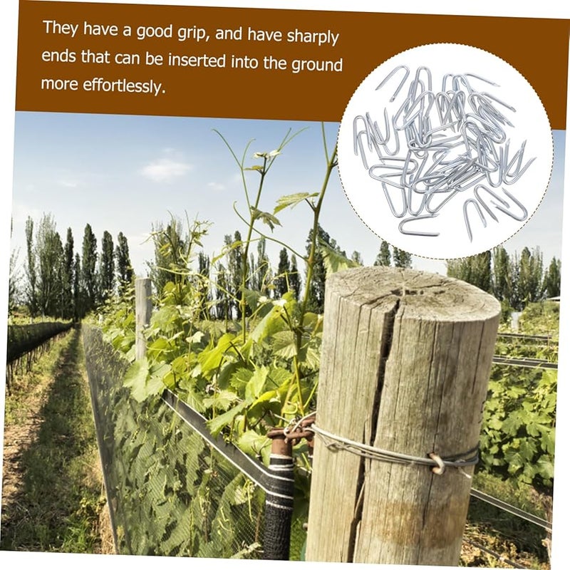 50 Pcs Galvanized Steel U Shaped Landscape Stakes Garden Fencing Nails Easy Install - Image 4