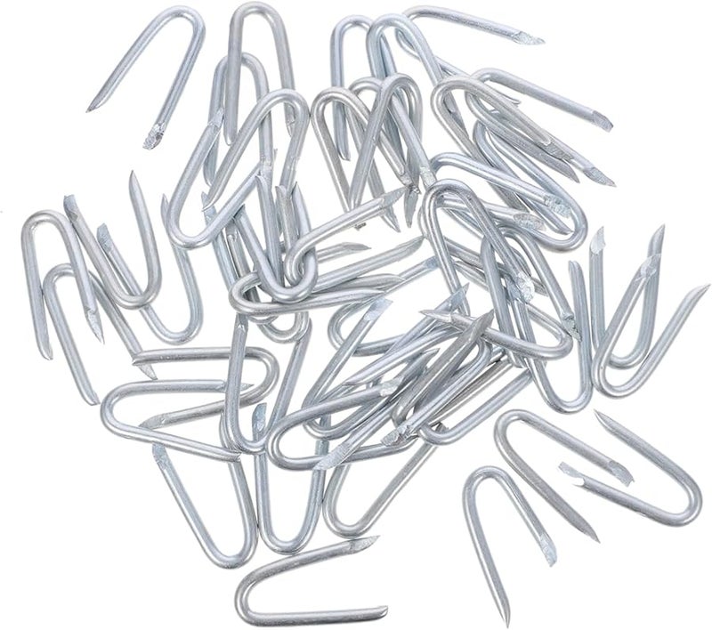 50 Pcs Galvanized Steel U Shaped Landscape Stakes Garden Fencing Nails Easy Install - Image 1