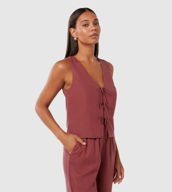 فورايفر نيو Erin Tie Front Waistcoat