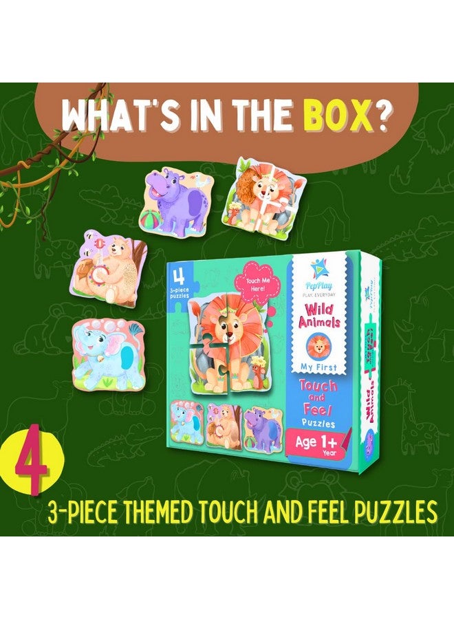 PepPlay My First Touch and Feel Puzzle - Wild Animals, Three Piece Puzzle Learning for Toddlers, Educational Toy for Pre-School and Montessori Kids, Birthday and Return Gift for 1-4 Years Old - Image 2