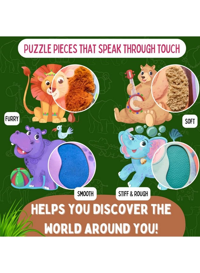 PepPlay My First Touch and Feel Puzzle - Wild Animals, Three Piece Puzzle Learning for Toddlers, Educational Toy for Pre-School and Montessori Kids, Birthday and Return Gift for 1-4 Years Old - Image 4