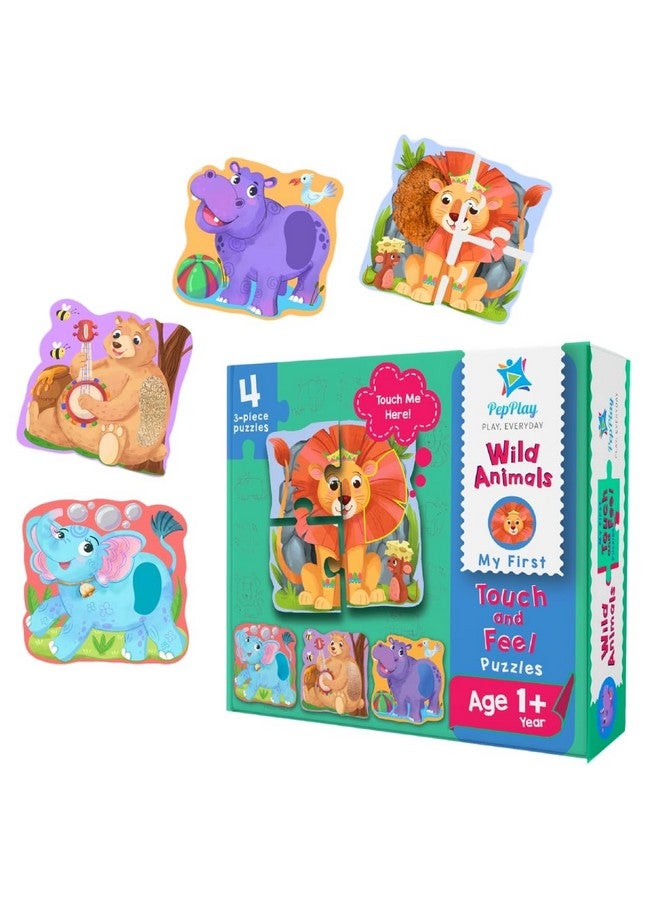 PepPlay My First Touch and Feel Puzzle - Wild Animals, Three Piece Puzzle Learning for Toddlers, Educational Toy for Pre-School and Montessori Kids, Birthday and Return Gift for 1-4 Years Old - Image 1