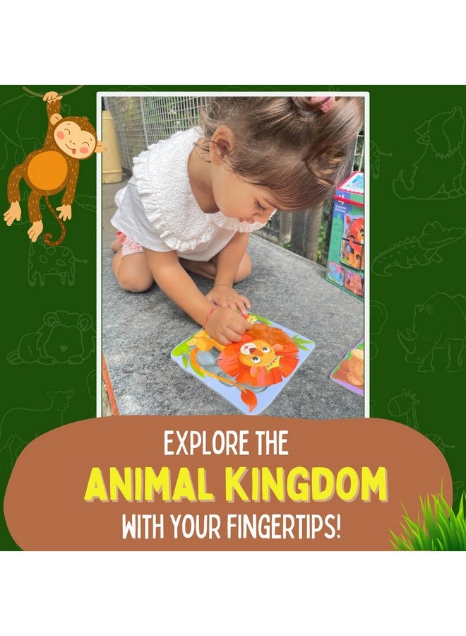 PepPlay My First Touch and Feel Puzzle - Wild Animals, Three Piece Puzzle Learning for Toddlers, Educational Toy for Pre-School and Montessori Kids, Birthday and Return Gift for 1-4 Years Old - Image 3