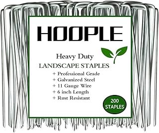 HOOPLE 6' 11 Gauge 200 Pack Heavy Duty U-Shaped Securing Stakes Spikes - Sod Fence Staples for Anchoring Weed Barrier - Image 1