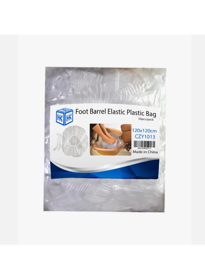 HK Elastic Foot Barrel Bags with Tub Liner  Disposable Protective Covers, 50 Pieces | Waterproof, Stretch Fit for Salon & Spa Use - Image 1