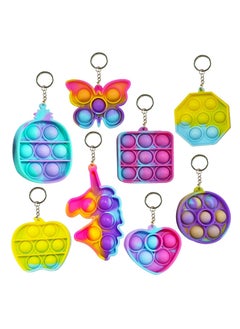 Generic Compact Silicone Popit Keychain Keyring Toy - Birthday Return Gift of Kids - Portable Bubble Popping Fun Stress Relief Fidget Toy- Travel Size Pop Bubble Key Ring Random 10 pcs 