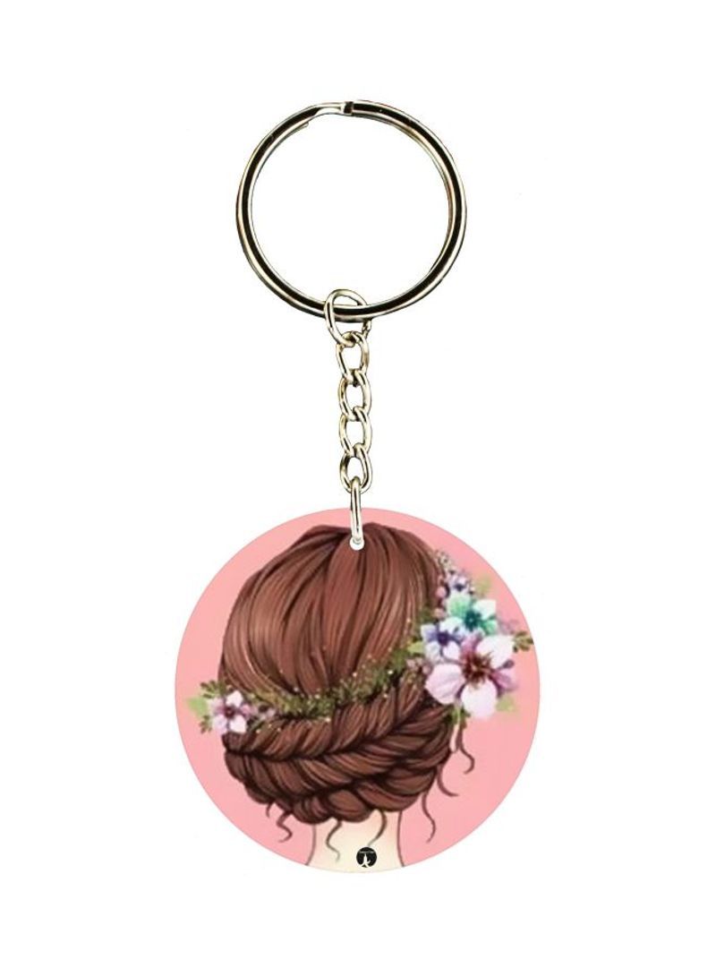 RKN Girl With Flower Themed Keychain