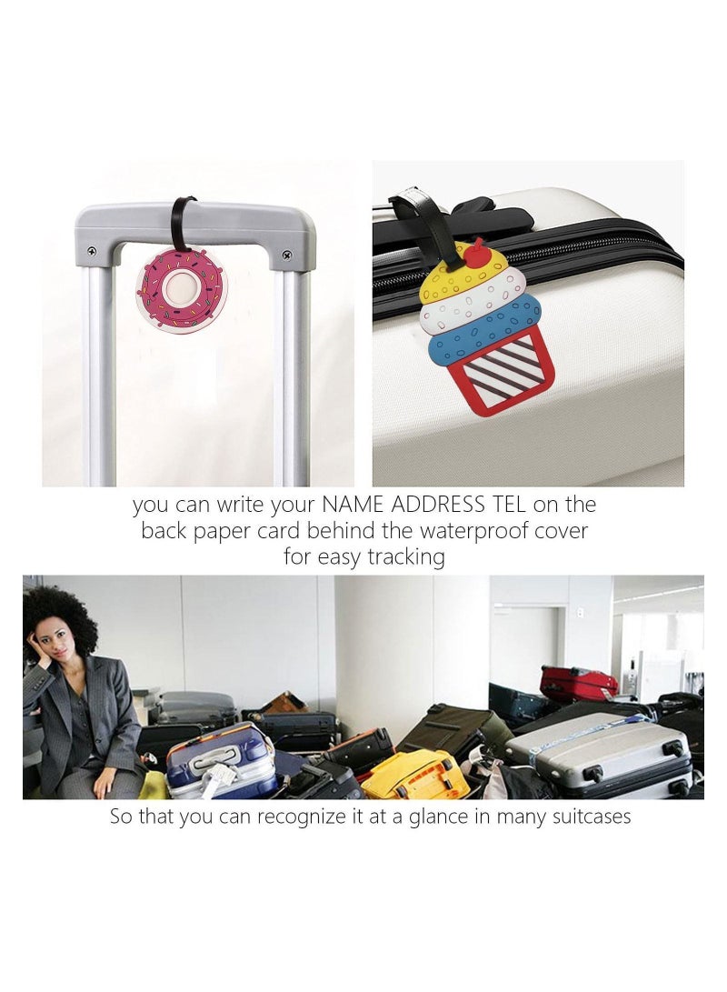 Generic Luggage Tags, 6 Pack PVC Baggage Handbag Tag Unique Suitcases Labels Dessert Cartoon Style for  - Image 3