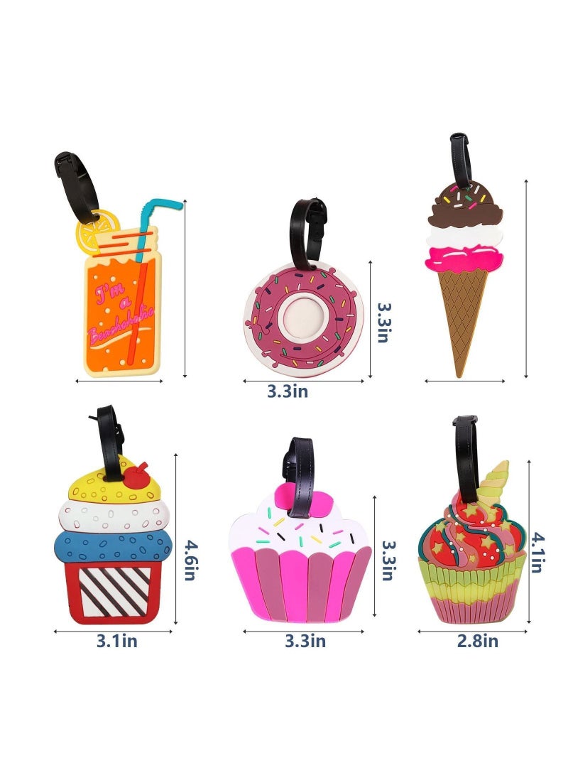 Generic Luggage Tags, 6 Pack PVC Baggage Handbag Tag Unique Suitcases Labels Dessert Cartoon Style for  - Image 5