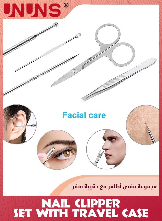 UNUNS Home Tools Accessories,18 Pieces Nail Clipper Set,Professional Nails Cutter Set,Stainless Steel Nail Grooming Kit,For Men Women Kids,Travel Case,Great For Home Workplace Outdoor Gift Giving - Image 3