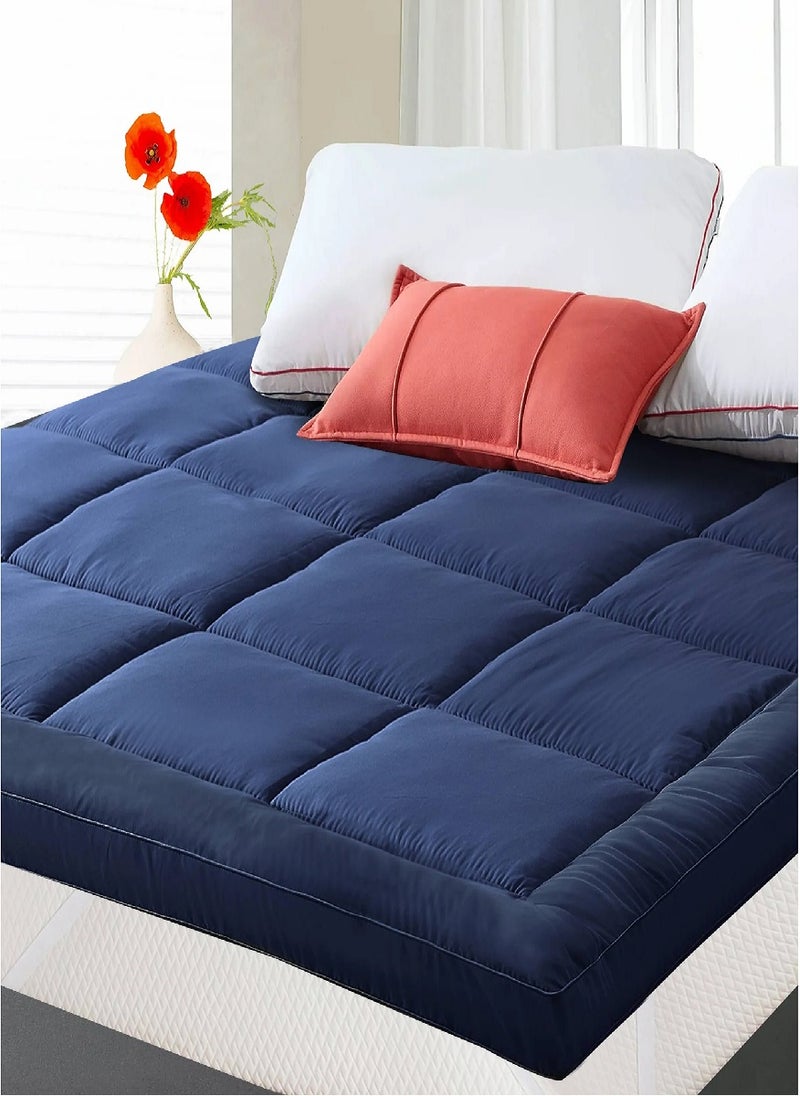 Blueberry Cotton Mattress Topper Soft and Breathable Micofiber Filling 6cm Height 120x200cm  - Image 1