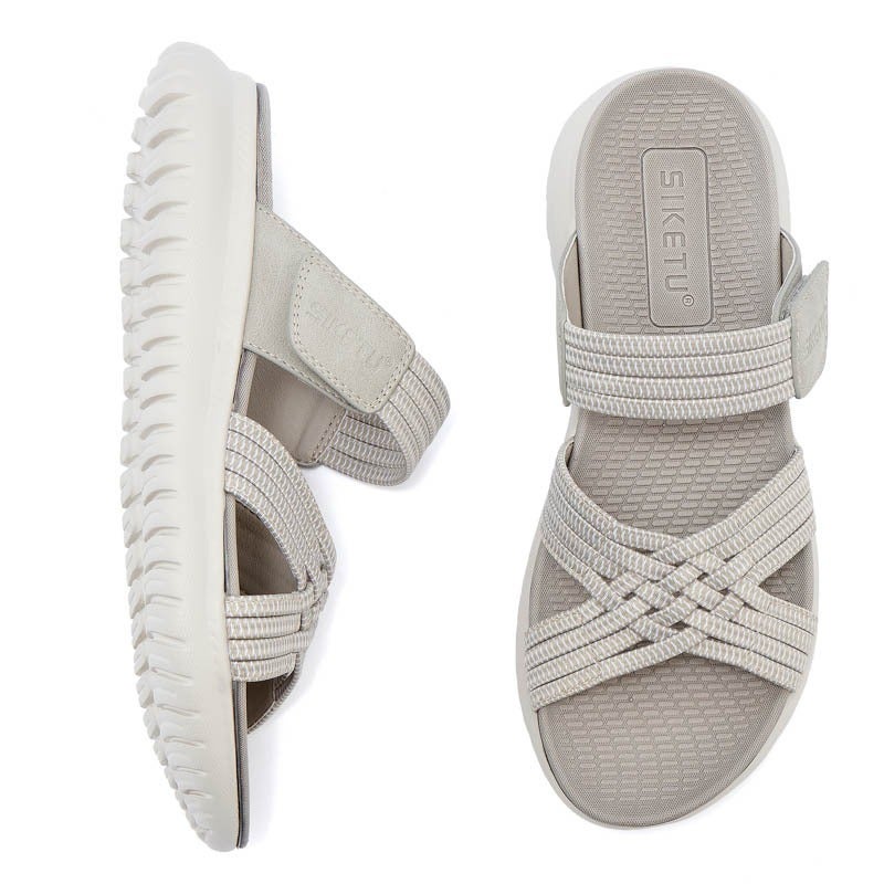 SIKETU Women's Summer Open-Toe Sandals - Lightweight Sporty Comfort, Elastic Strap, Wide Fit, Low Wedge Heel - Image 5