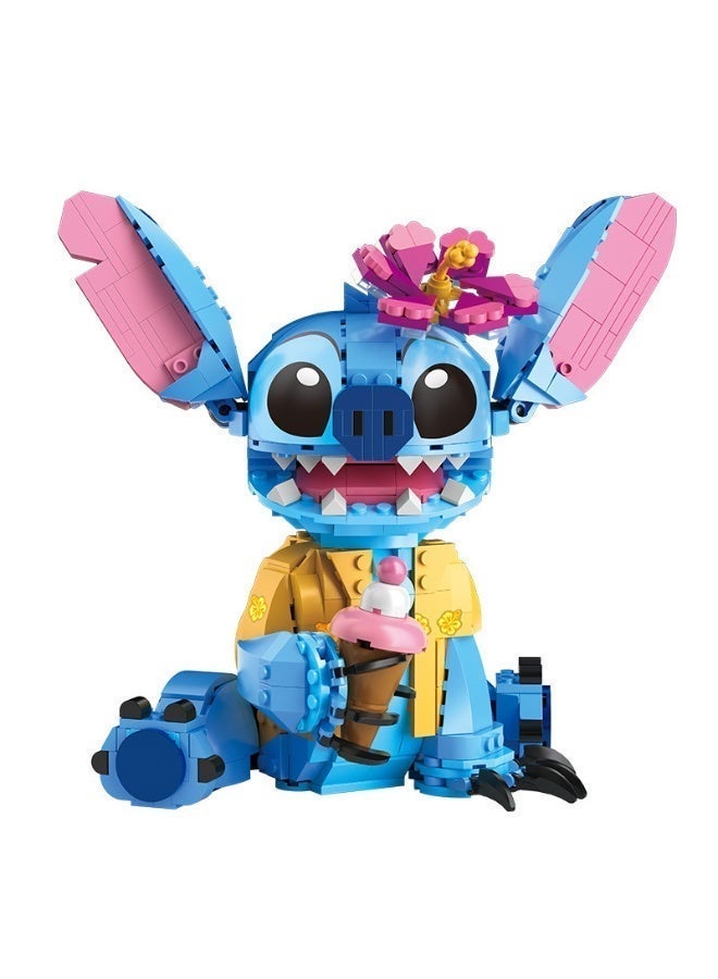 Halamodo مجموعة مكونات بناء "ستيش" 744 قطعة، لعبة تعليمية لتركيب لغز "ستيش" للبنات والصبيان، تصميم أذن متحركة، هدية عيد ميلاد للبنات والصبيان، 18.5 × 19 سم - Image 1