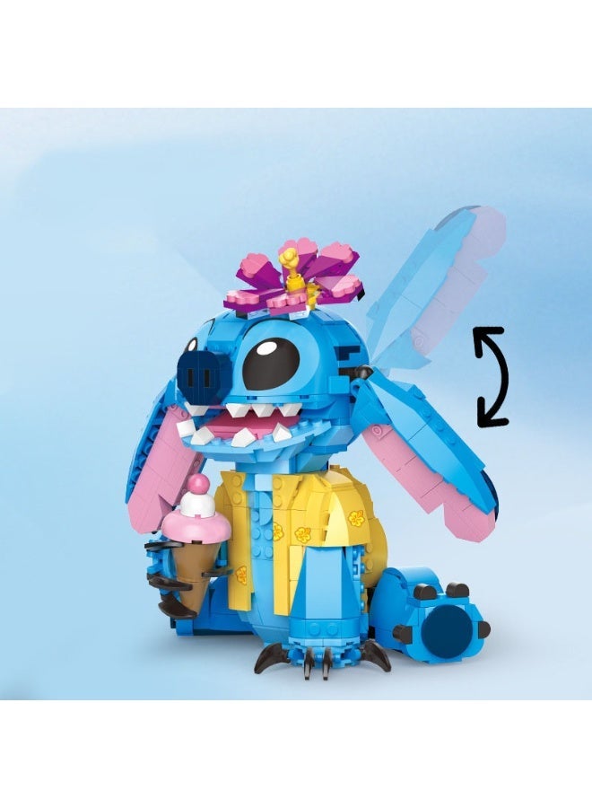 Halamodo مجموعة مكونات بناء "ستيش" 744 قطعة، لعبة تعليمية لتركيب لغز "ستيش" للبنات والصبيان، تصميم أذن متحركة، هدية عيد ميلاد للبنات والصبيان، 18.5 × 19 سم - Image 2