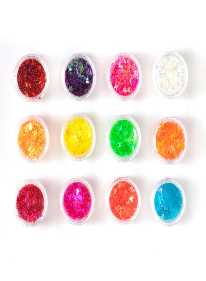 يس ليدي أطراف أظافر Yeslady Nail Art لامعة على شكل فراشة مزينة بترتر، رقيقة للغاية، ثلاثية الأبعاد، سحرية، لامعة، يمكنكِ صنعها بنفسكِ، 12 لونًا - Image 2