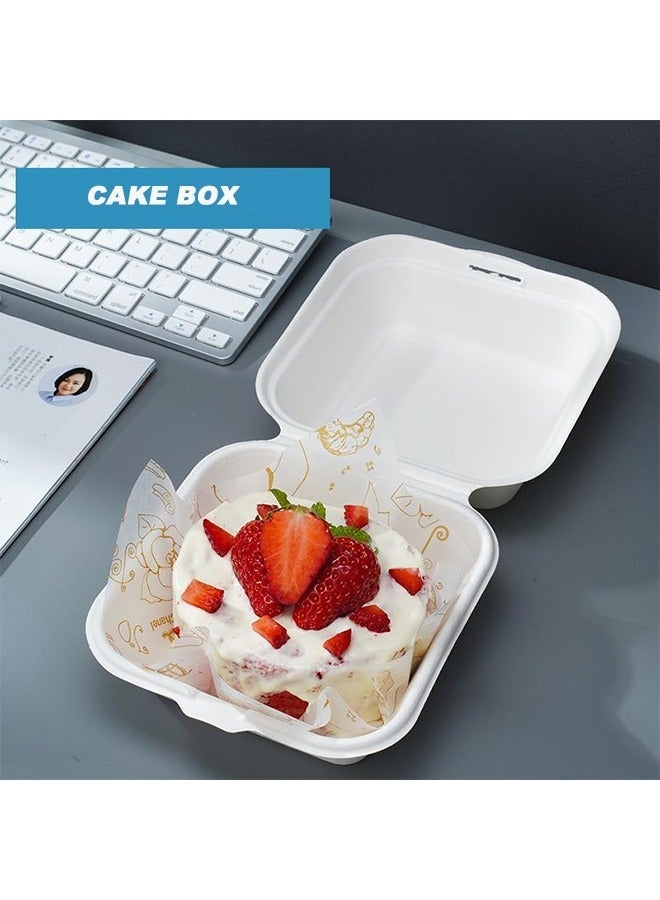 KOOKNA 20Pcs Cake Box, Disposable Food Container, Cake Box Disposable Container, Burger Bento Box, Take Out Sandwich and Cookie Packaging Gift Box for Party (White) - Image 2