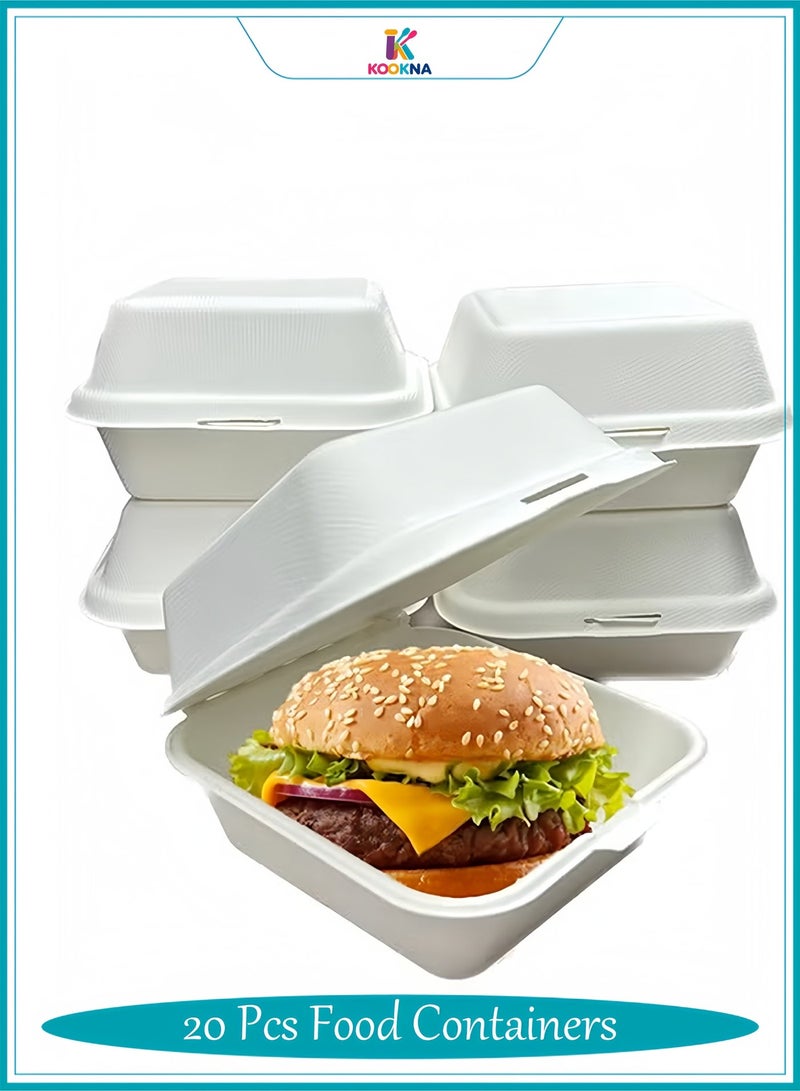 KOOKNA 20Pcs Cake Box, Disposable Food Container, Cake Box Disposable Container, Burger Bento Box, Take Out Sandwich and Cookie Packaging Gift Box for Party (White) - Image 1