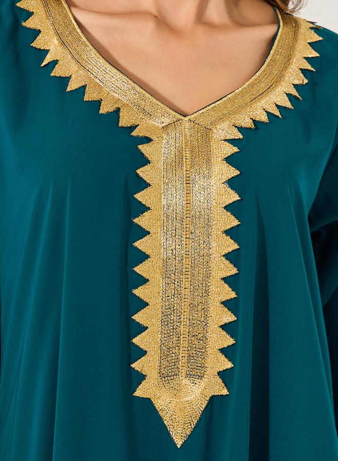 Styli Lace Detail Round Neck A-Line Jalabiya  - Image 4