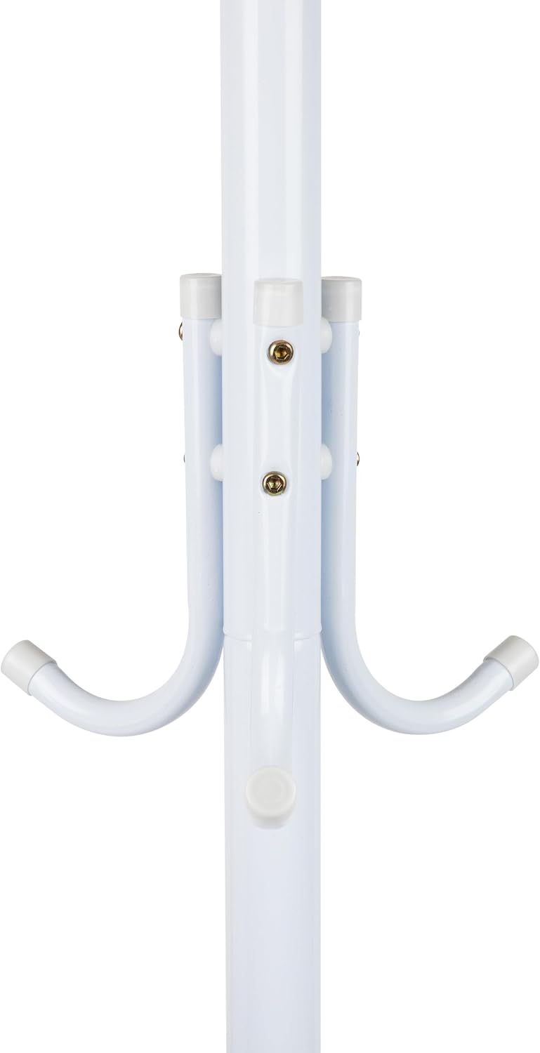 Mind Reader Standing Metal Coat Rack Hat Hanger 11 Hook for Jacket, Purse, Scarf Rack, Umbrella Tree Stand, White - Image 3