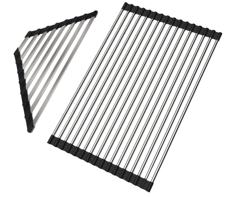 Ahyuan Corner Sink Dish Drainer Over The Sink Dish Drying Rack Corner Dish Rack SUS304 Cubic Stainless Still Kitchen Sponge Holder Corner Sink Sponge Caddy Dish Rack Matte Black
