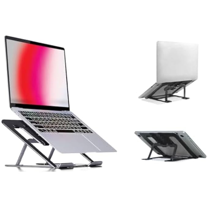 rayihni NAVO PORTABLE LAPTOP RISER | 6 LEVEL HEIGHT ADJUSTABLE ERGONOMIC LAPTOP STAND FOR HOME OFFICE | UNIVERSALLY COMPATIBLE | (MEDIUM, BLACK) - Image 1