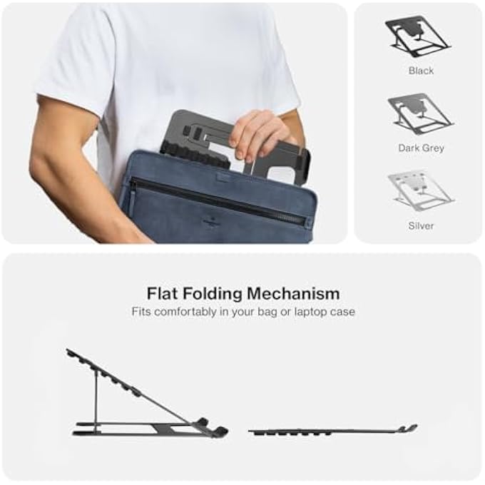 rayihni NAVO PORTABLE LAPTOP RISER | 6 LEVEL HEIGHT ADJUSTABLE ERGONOMIC LAPTOP STAND FOR HOME OFFICE | UNIVERSALLY COMPATIBLE | (MEDIUM, BLACK) - Image 3