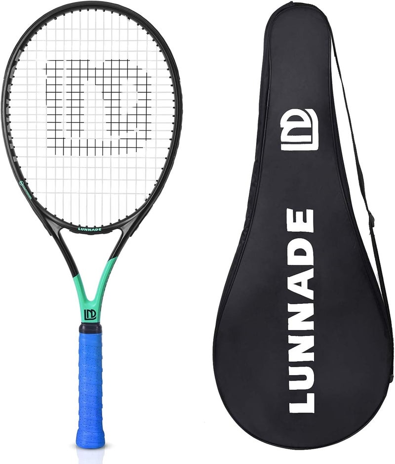 LUNNADE Adults Tennis Racket 27 Inch, Shockproof Carbon Fiber Tennis Racquet Light-Weight, Pre-Strung and Regrip, Suitable for Beginners to Intermediate Players - Image 1