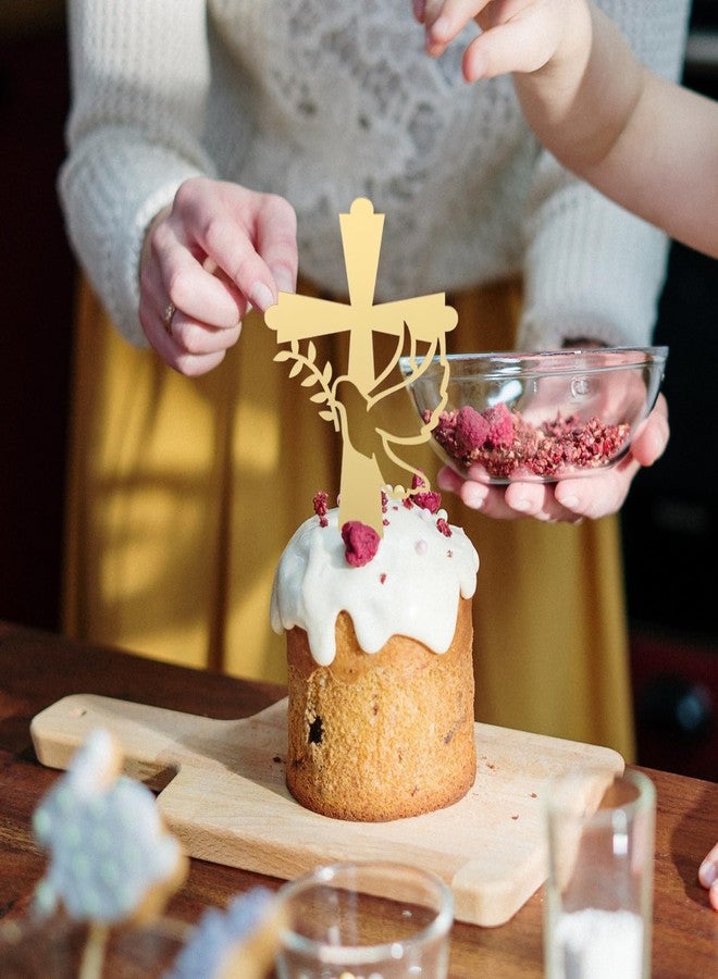 HOLIDYOYO 8pcs Peace Dove Cross Cake Toppers Acrylic Cupcake Decorations for Holy Communion Baptism and Wedding Party Creative Inserts for Memorable Celebrations - Image 3