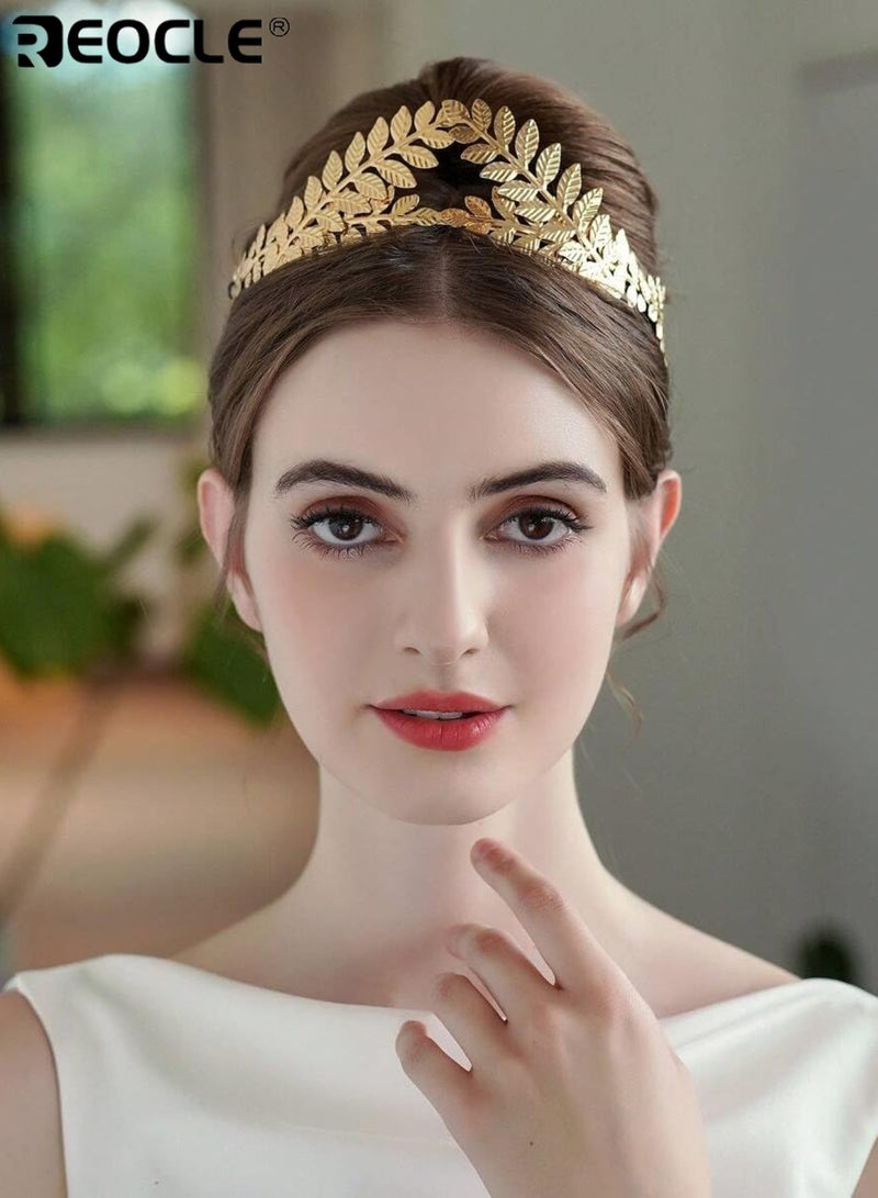 REOCLE Women's Leaf Motif Hairpin Wreath Hair Hoop Intricate Decorative Head Accessory Versatile Styling Piece for Occasions & Daily Use - Image 1