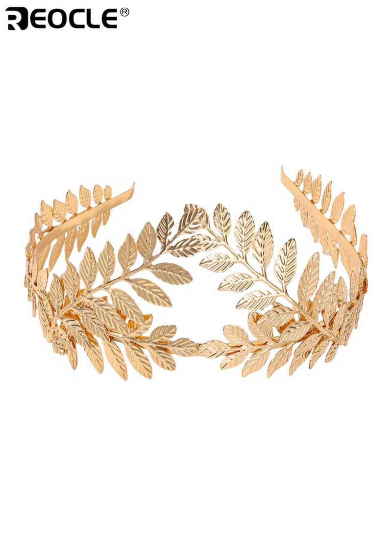 REOCLE Women's Leaf Motif Hairpin Wreath Hair Hoop Intricate Decorative Head Accessory Versatile Styling Piece for Occasions & Daily Use - Image 5