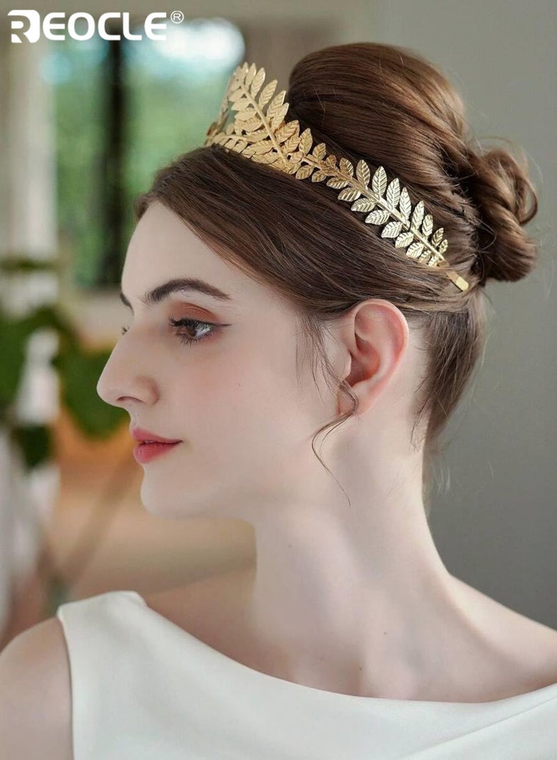 REOCLE Women's Leaf Motif Hairpin Wreath Hair Hoop Intricate Decorative Head Accessory Versatile Styling Piece for Occasions & Daily Use - Image 3
