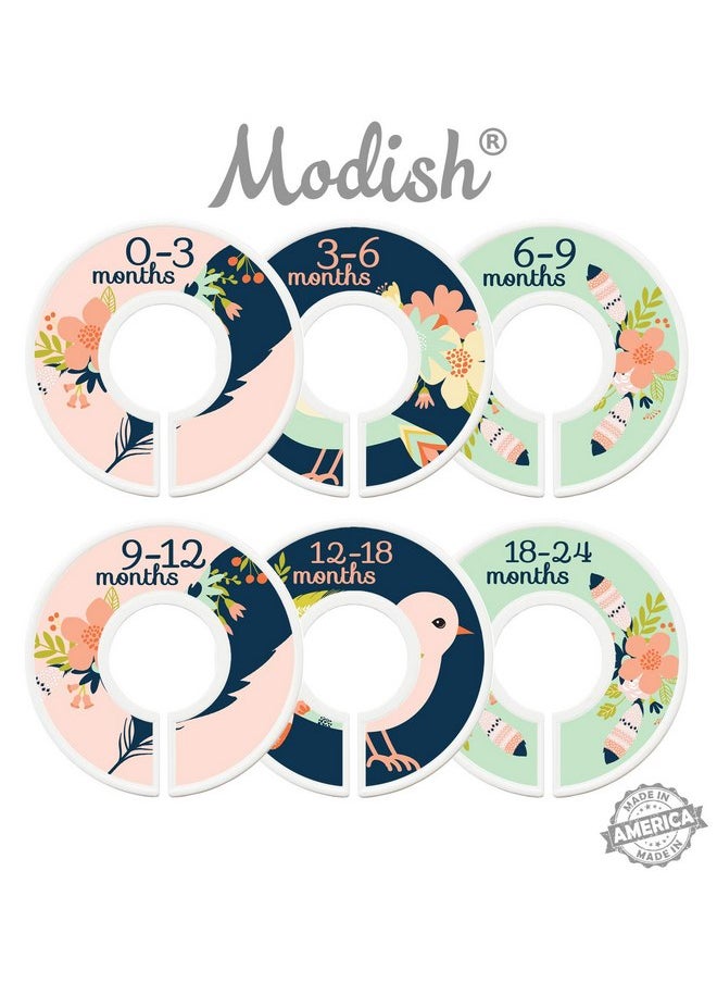 Modish Labels Modish Labels Baby Clothes Size Dividers, Baby Closet Organizers, Size Dividers, Baby Closet Organizers, Closet Dividers, Clothes Organizer, Girl, Boho, Tribal, Feathers, Flowers, Birds (Baby)  - Image 1