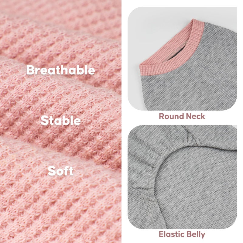 KYEESE 2Pack Dog Shirts Waffle for Small Dogs Stretchy T-Shirts Lightweight Tank Top Sleeveless Dog Vest Breathable Cat Shirt, Medium, Pink+Grey - Image 5