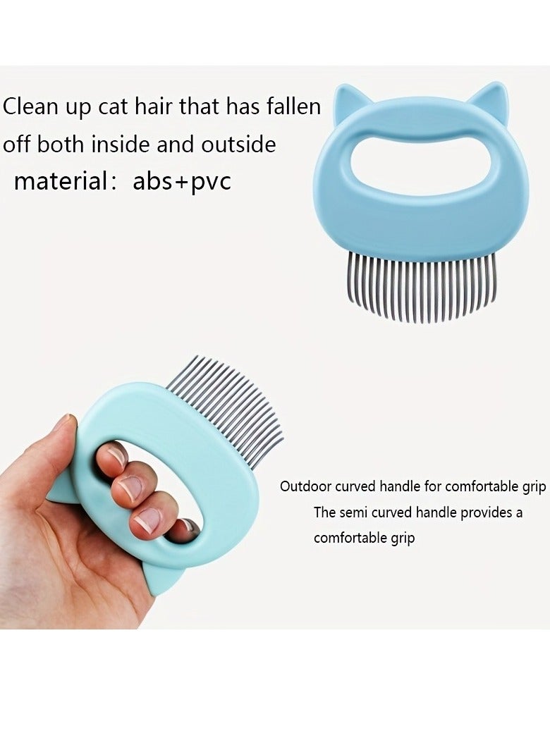 Loquat Cat Comb Pet Short  Long Hair Removal Massaging Shell Comb Soft Deshedding Brush Grooming And Shedding Matted Fur Remover Massage Dematting Tool For Dog Puppy Rabbit (Blue) - Image 3