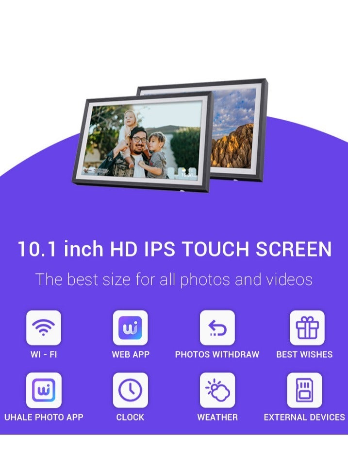 إطار صور رقمي 10.1 بوصة، ذاكرة 16GB، شاشة لمس مع WiFi، دقة ‎1280×800‎ IPS، دوران تلقائي، قابل للتثبيت على الحائط - Image 2