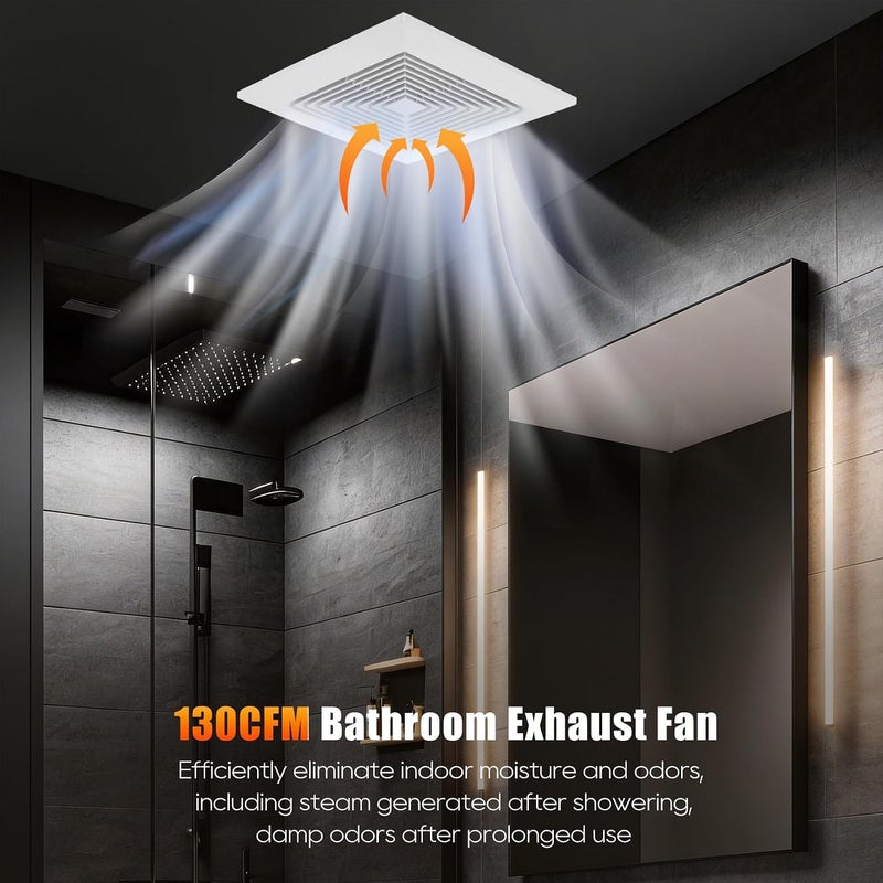 Orsong Bathroom Exhaust Fan 12" Panel Ultra Quiet without Light(10x10 Mount), 130CFM, 4" Duct for Bathroom/Garage/Home - Image 2