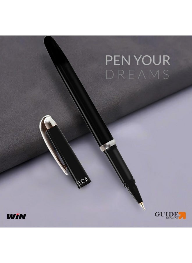 WIN Win Guide Ball Pens | 50 Black Ink Pens | Premium Stylish Pens Set | 0.6 mm Sharp Tip | Lightweight Multicoloured Body available in 6 Colours |School and Office or Corporate Gifting | Pens for Writing  - Image 4