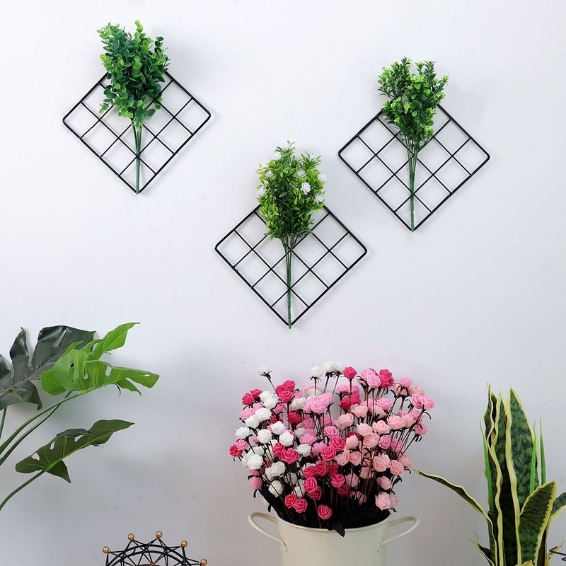 2 Pcs Multifunctionl Metal Mesh Photo Grid Panel Wall Decor Photo Wall Wall Display Organizer (Black) - Image 1